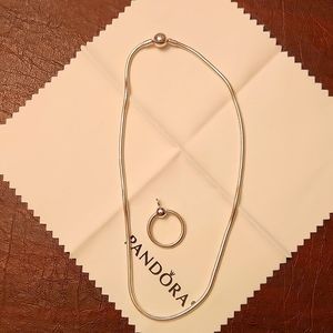 Pandora Moments Snake Chain Necklace Charm holder included
